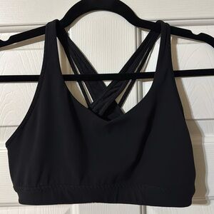 Athleta Women’s Black Racerback Sports Bra Strappy Back Workout Atheleisure